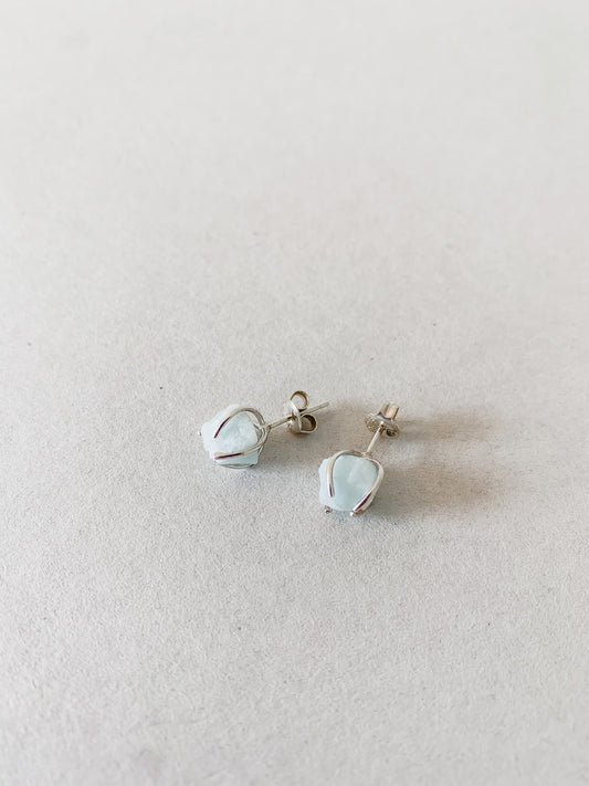 Raw Aquamarine Stud Earrings