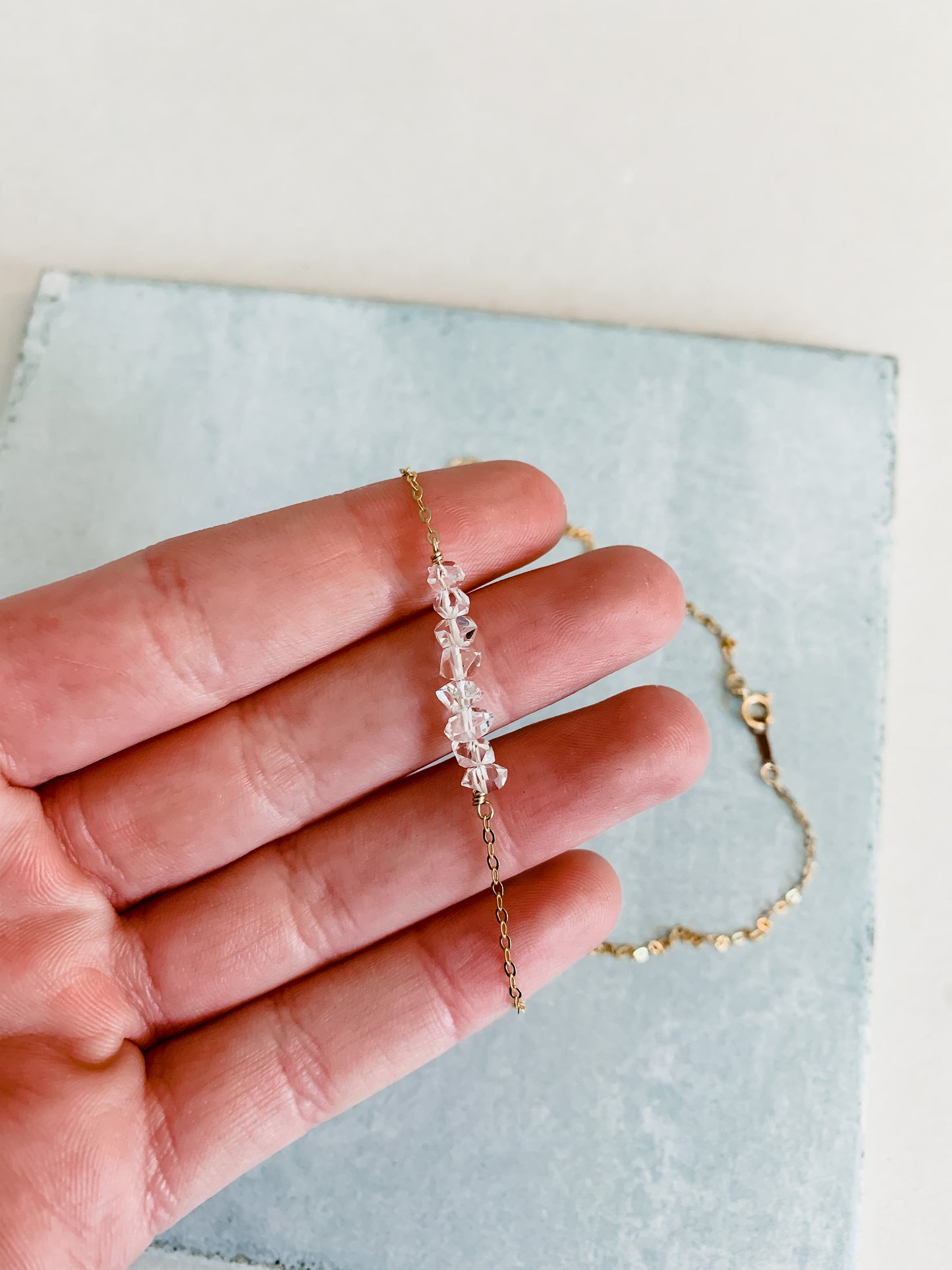 Herkimer Diamond Bar Necklace