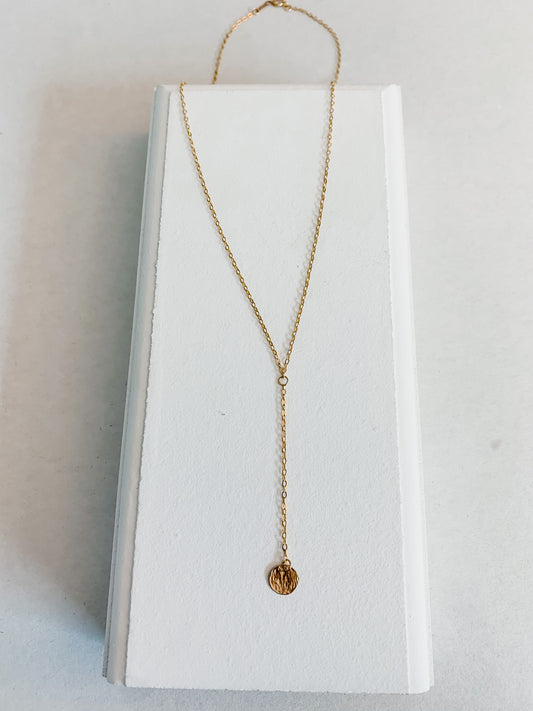 Textured Coin Lariat Necklace