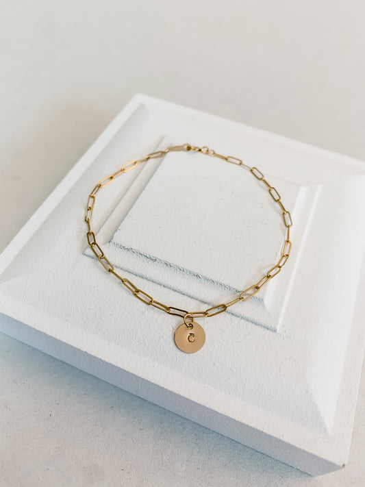 Bold Initial Coin Bracelet