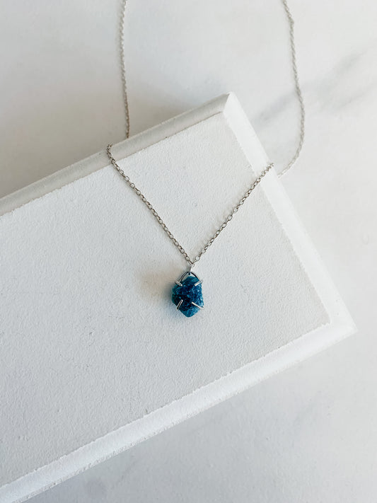 Raw Blue Apatite Necklace