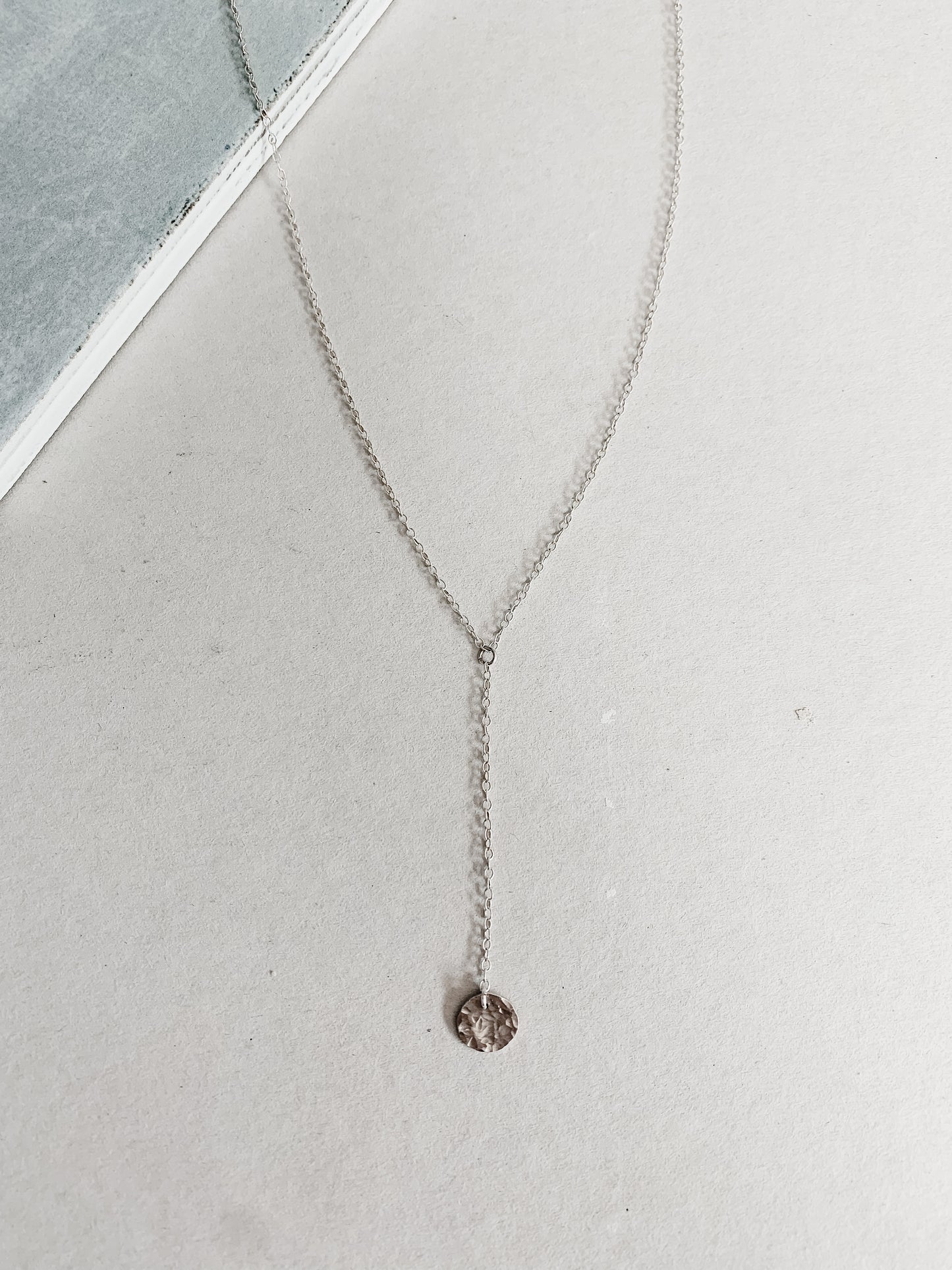 Textured Coin Lariat Necklace